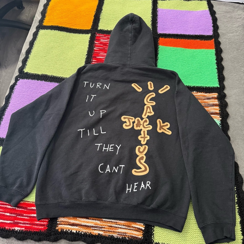 Travis Scott Cactus Jack Hoodie Jacket Pullover Sweater Black Mens Small